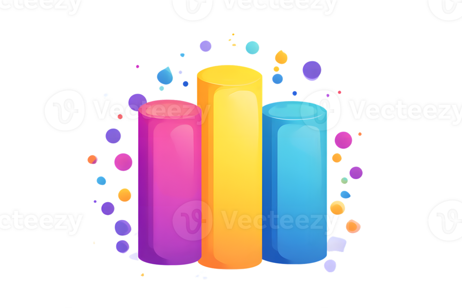 Colorful Cylinders with Vibrant Bubbles Perfect for Design Marketing and Creative Projects png