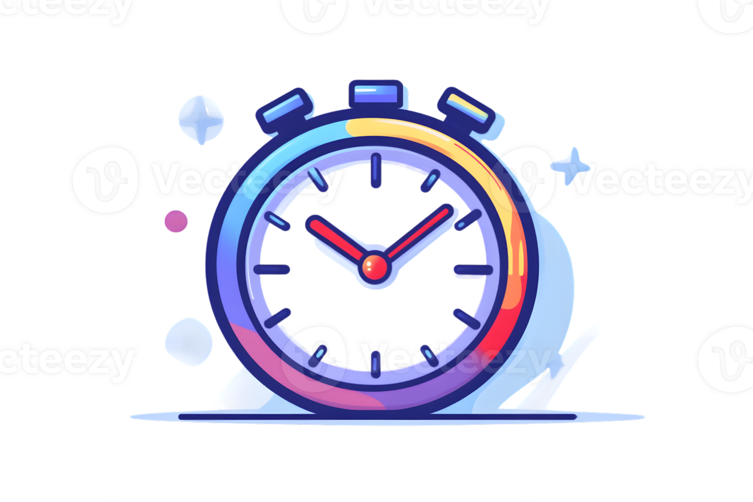 Colorful Stopwatch Illustration with Dynamic Effects for Time Management and Productivity Conce png