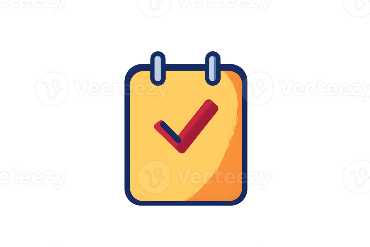 Completed Task Checklist Icon with Bold Red Checkmark on Yellow Background for Productivity and png