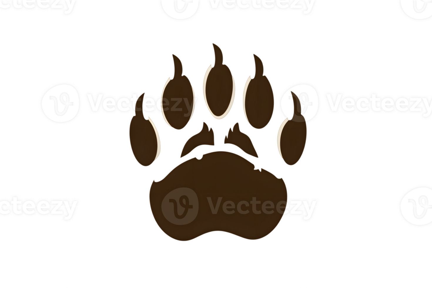 Detailed Illustration of a Brown Animal Paw Print on Black Background Ideal for Wildlife Natu png
