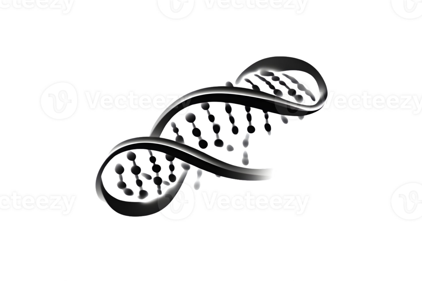 DNA Double Helix Structure in Monochrome Scientific Illustration for Genetics Research and Edu png