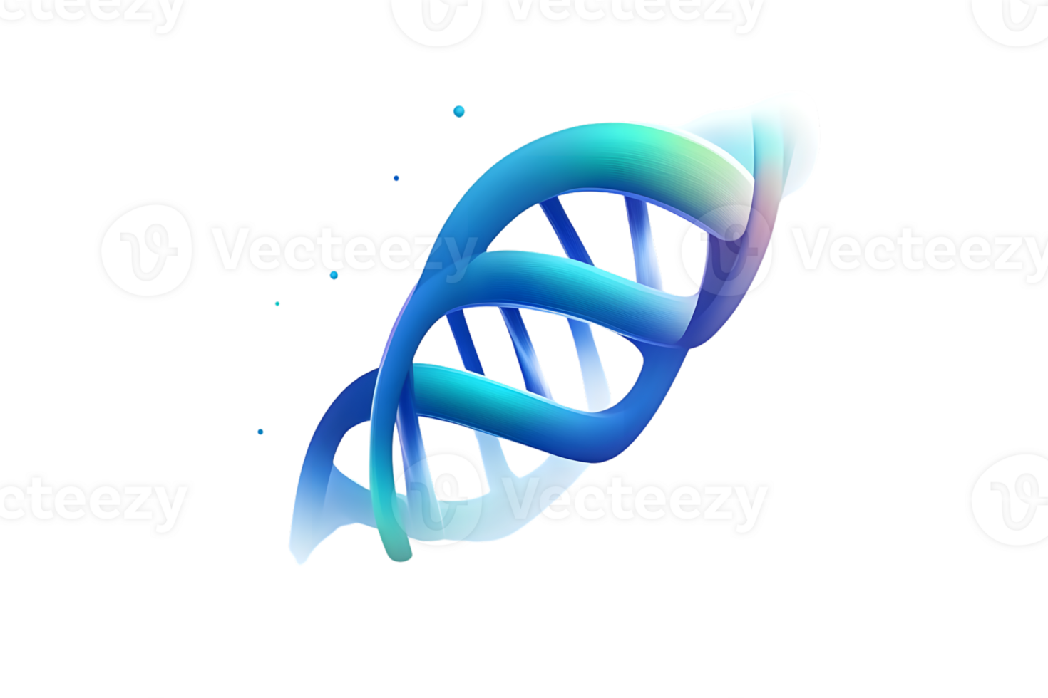 DNA Double Helix Structure in Vibrant Blue and Green Ideal for Genetics Science and Medical png