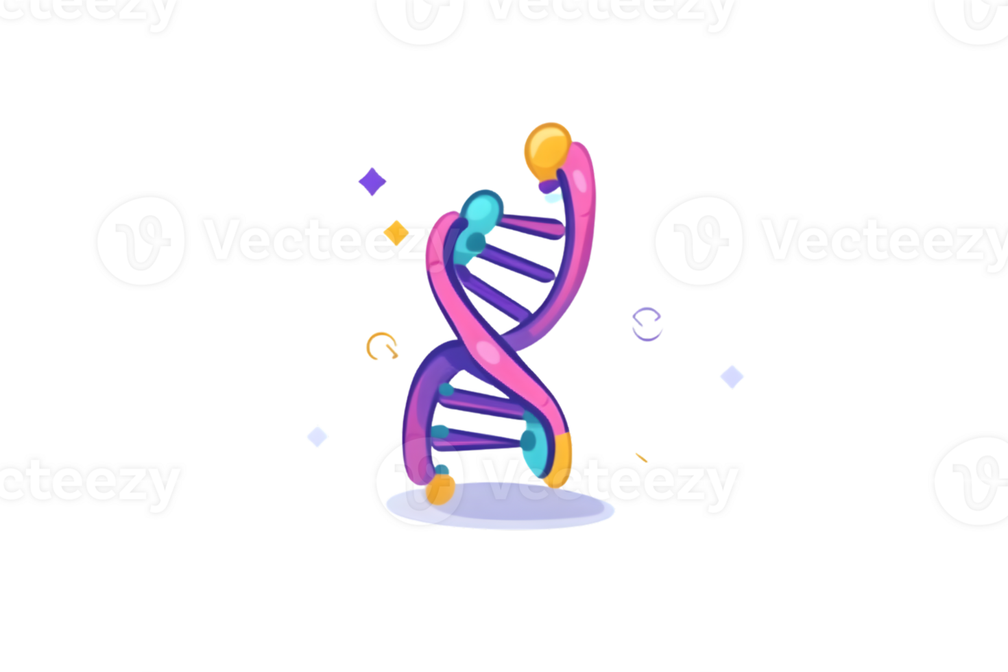 DNA Double Helix with Vibrant Colors and Geometric Shapes for Scientific and Educational Use png
