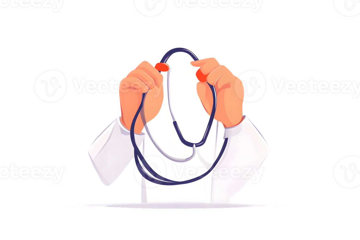 Doctors Hands Holding a Stethoscope Medical Professional in White Coat with Diagnostic Tool png
