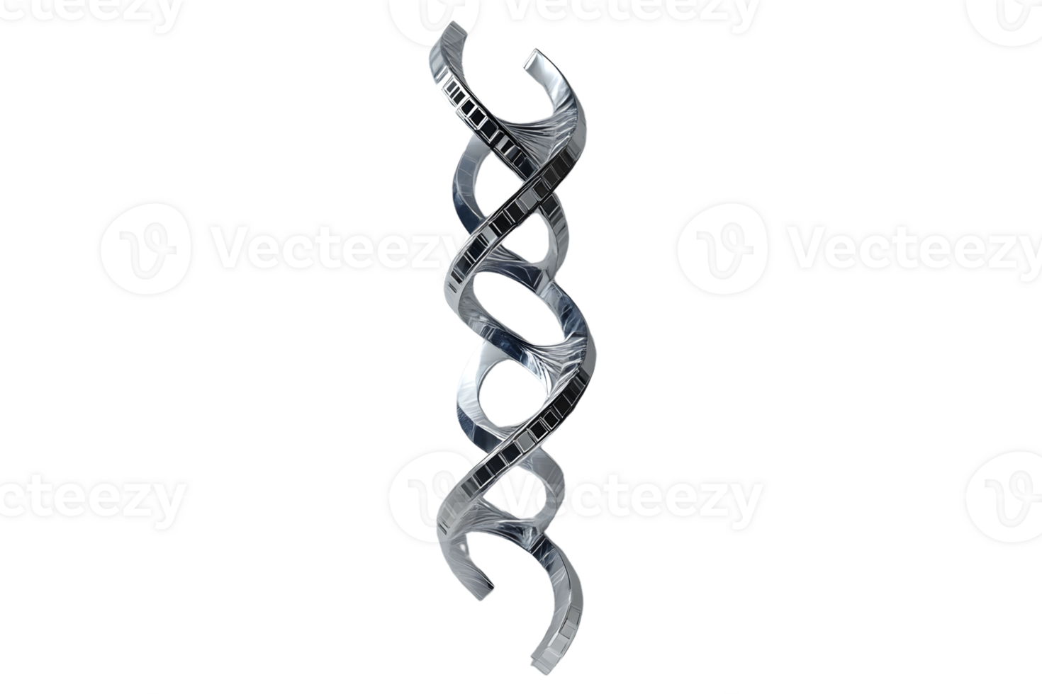 Double Helix Structure in Silver A Detailed and Shiny Representation of Genetic Material for S png