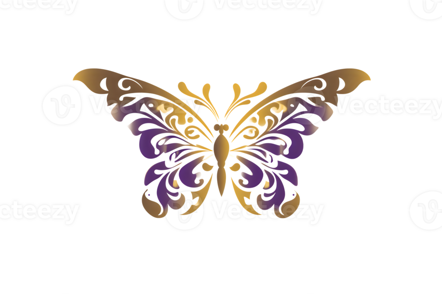 Elegant Butterfly Design with Intricate Patterns and Gradient Colors for Decorative Artwork png