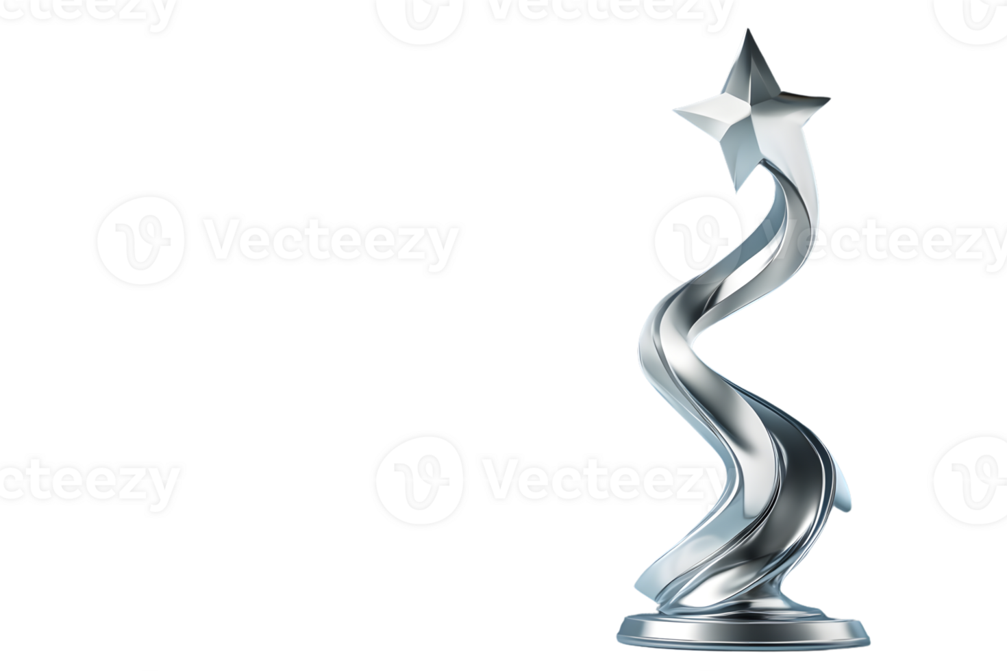 Elegant Silver Trophy with Star Design for Awards and Recognition png