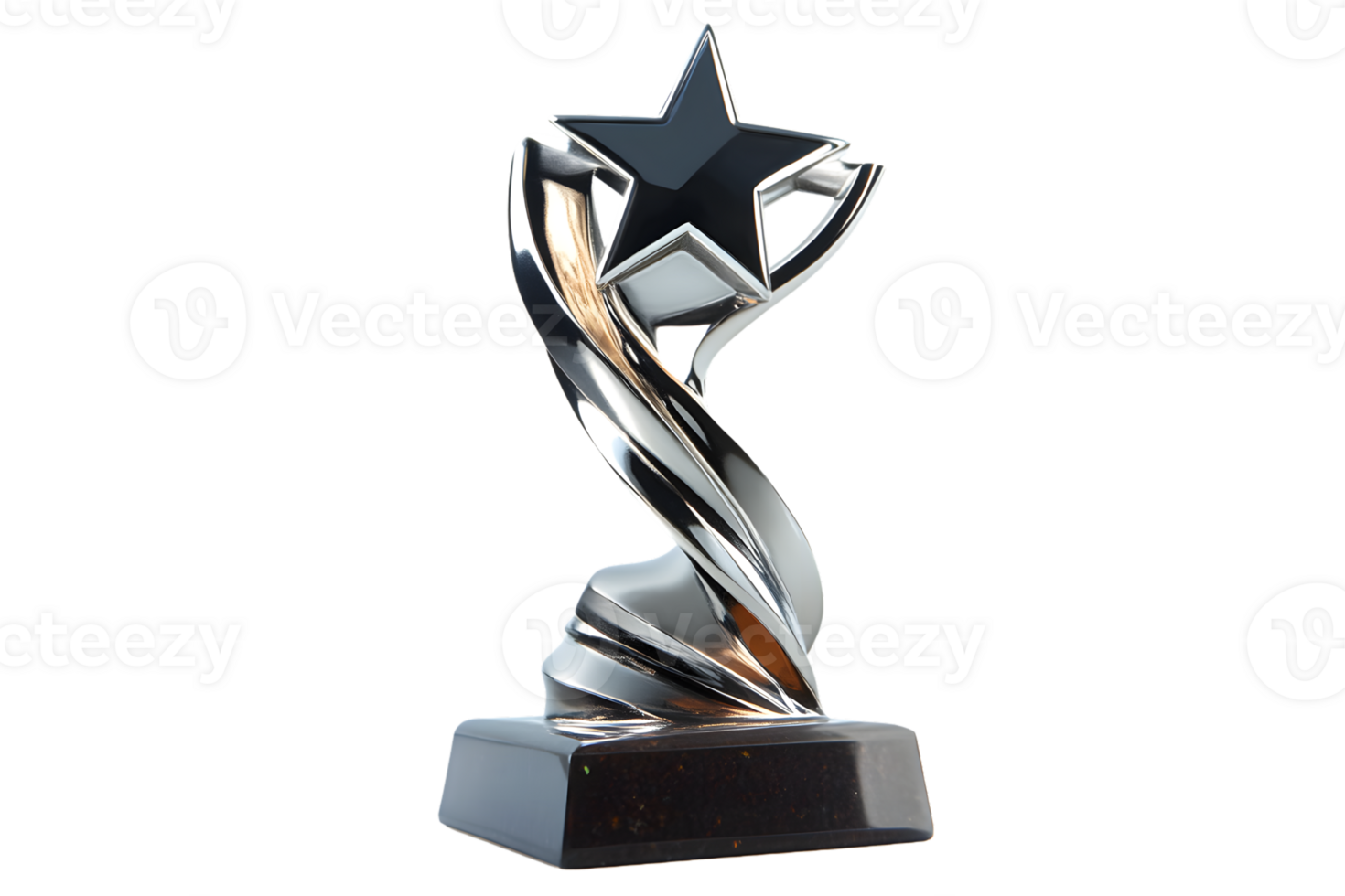 Elegant Silver Trophy with Star Design for Recognition and Awards png