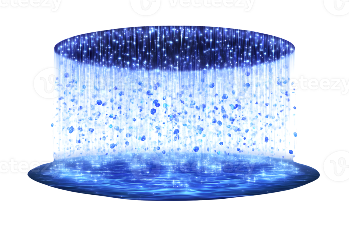 Enchanting Blue Waterfall with Sparkling Droplets and Reflective Pool Ideal for Fantasy Natur png