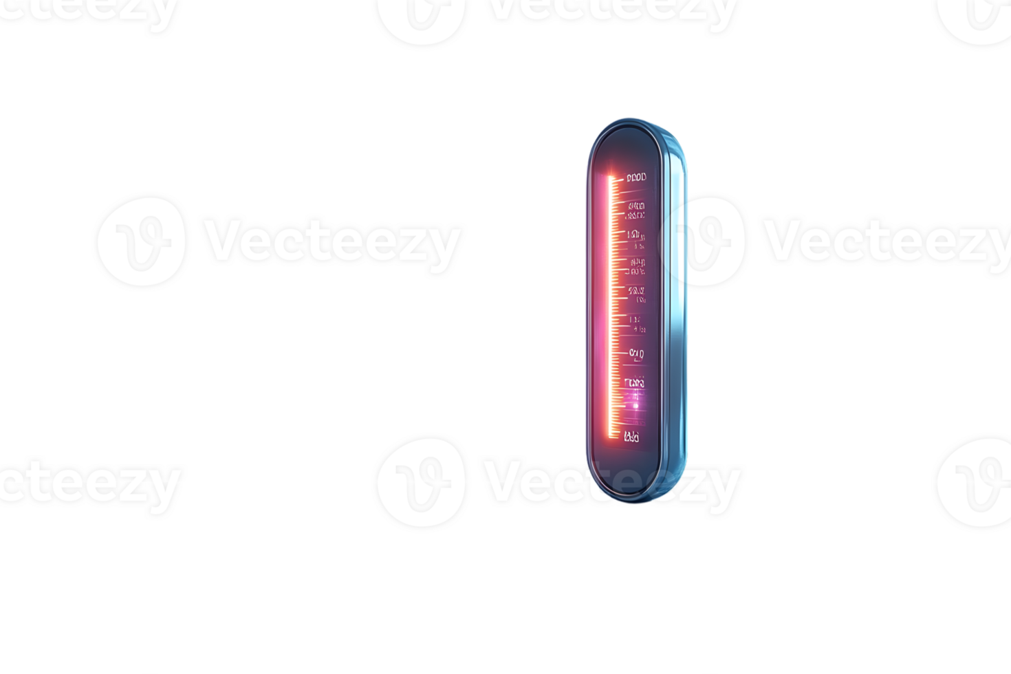 Futuristic Digital Thermometer Displaying Temperature Readings on a Black Background png