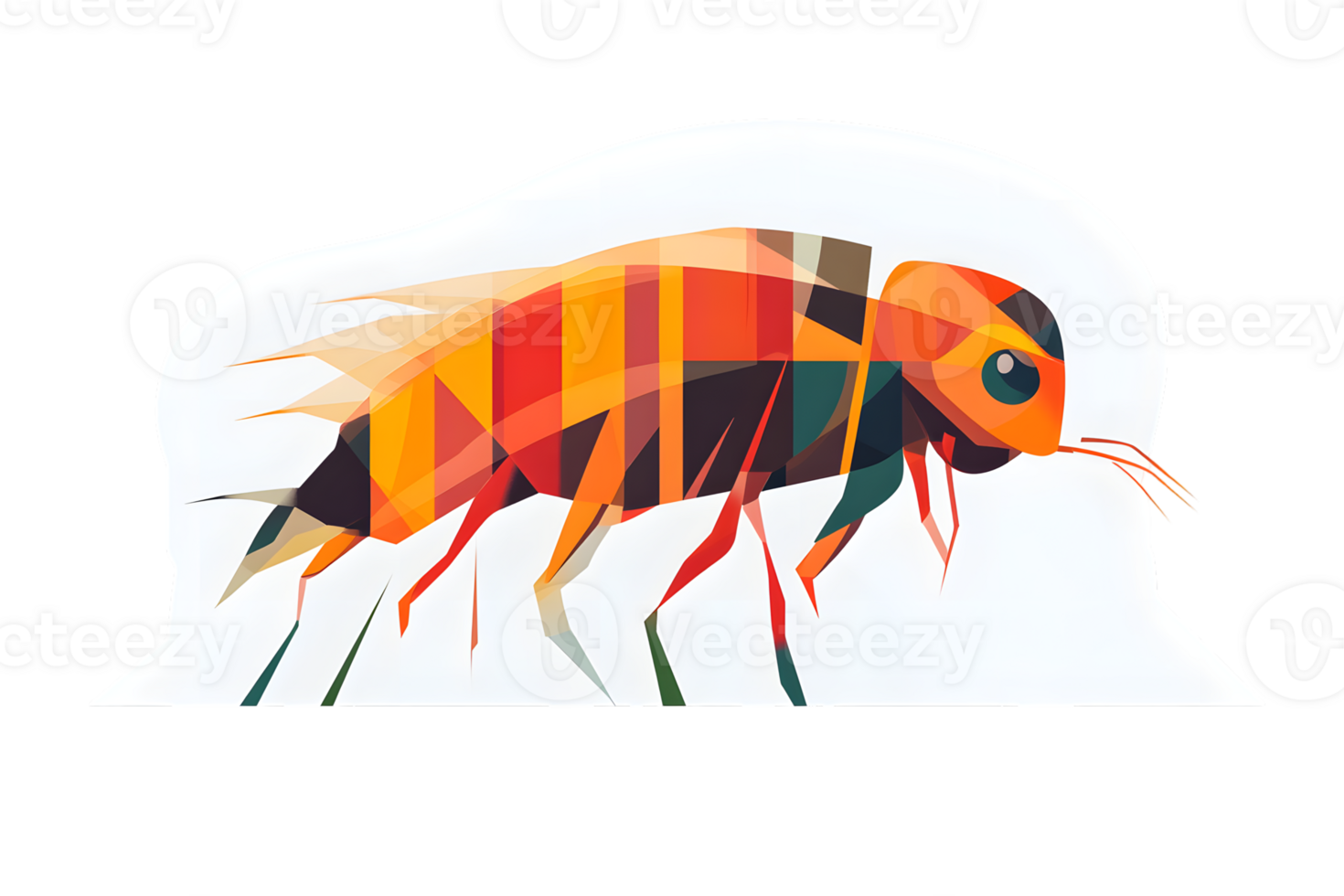 Geometric Insect Art Vibrant Abstract Design of a Bug with Bold Colors and Patterns png