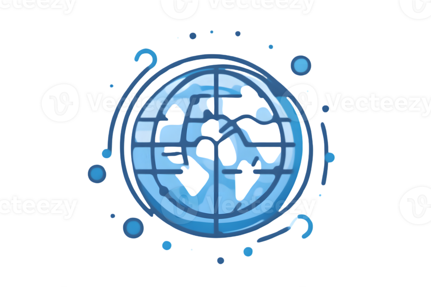 Global Network Icon with Blue Earth and Connected Dots Perfect for Technology Internet and C png