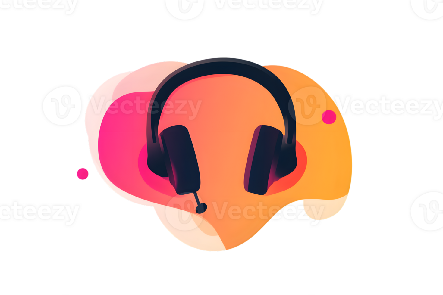Headphones on Abstract Colorful Background Modern Design for Technology and Communication Conc png