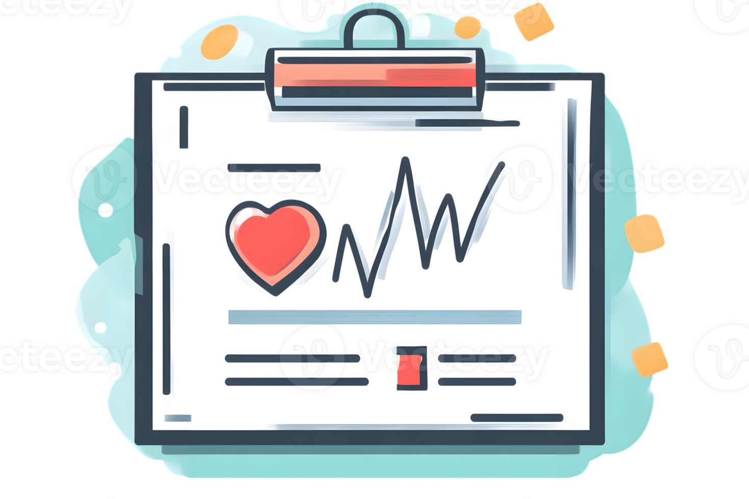 Healthcare Clipboard with Heartbeat and Medical Symbols for Health Monitoring and Wellness Desi png