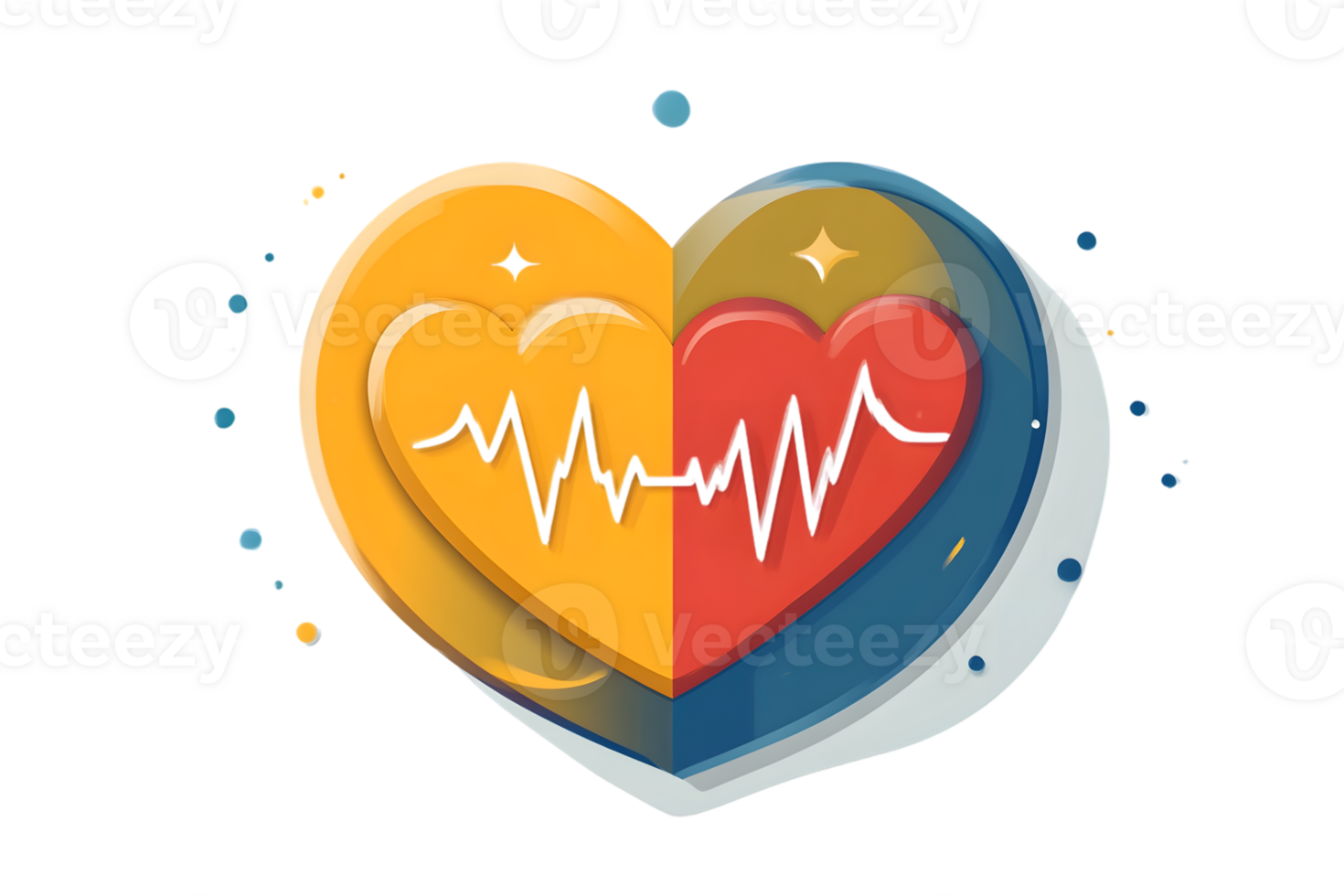 Heartbeat Monitor Icon Vibrant Yellow and Red Heart with EKG Line Medical Health Symbol for W png