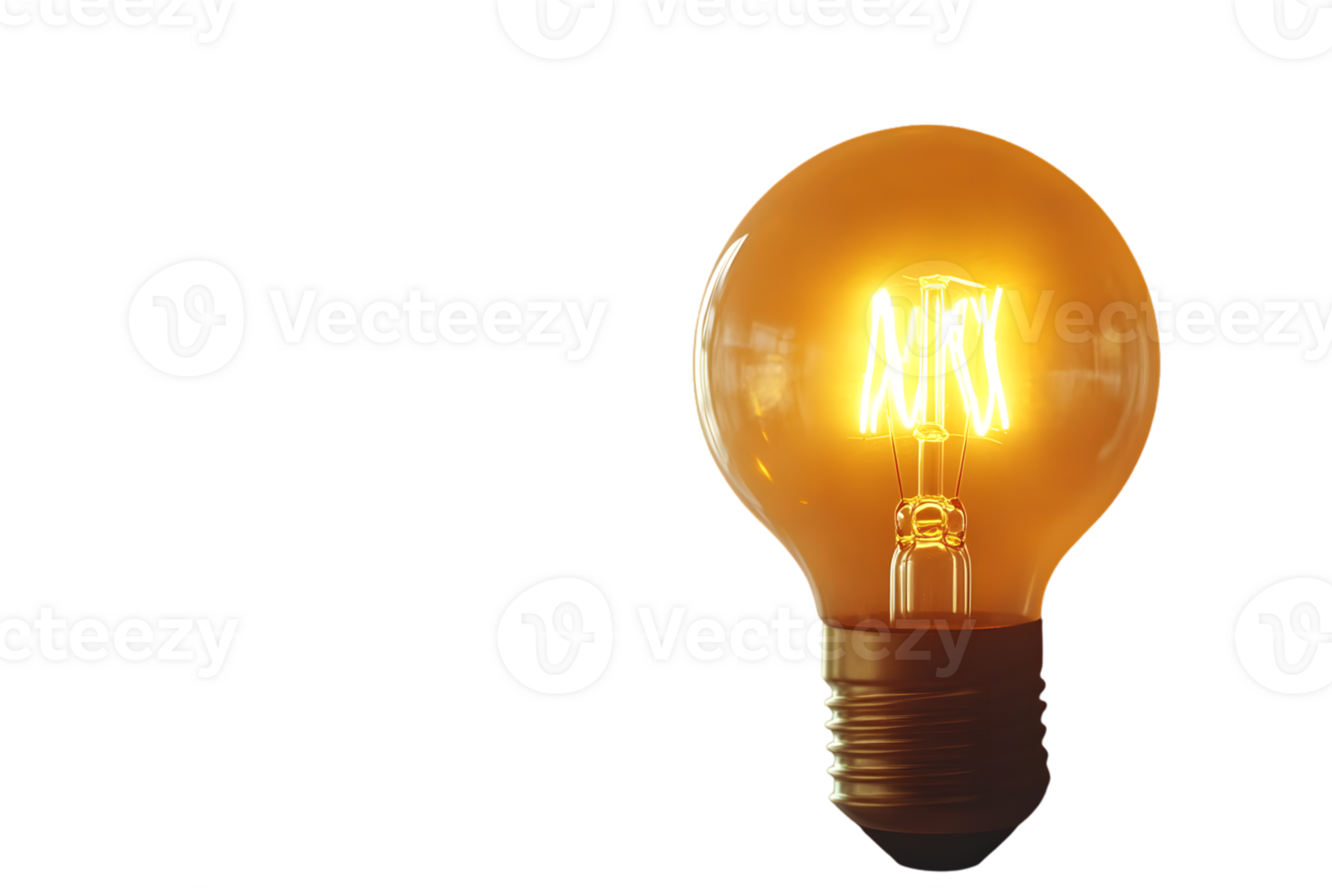 Illuminated Light Bulb Emitting Warm Glow Ideal for Creativity and Innovation Concepts Featur png