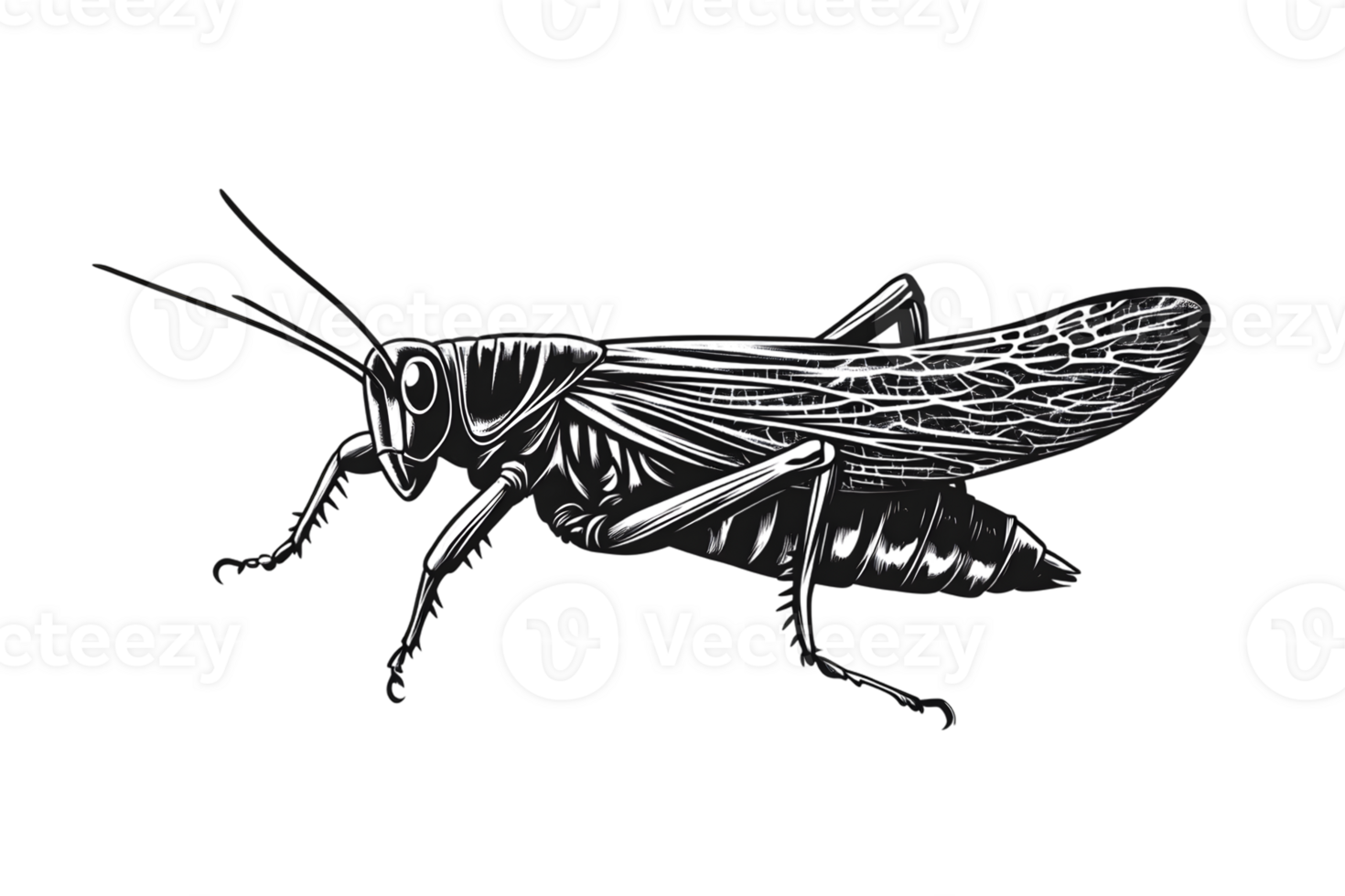 Insect Silhouette with Detailed Wings and Antennae on Dark Background png