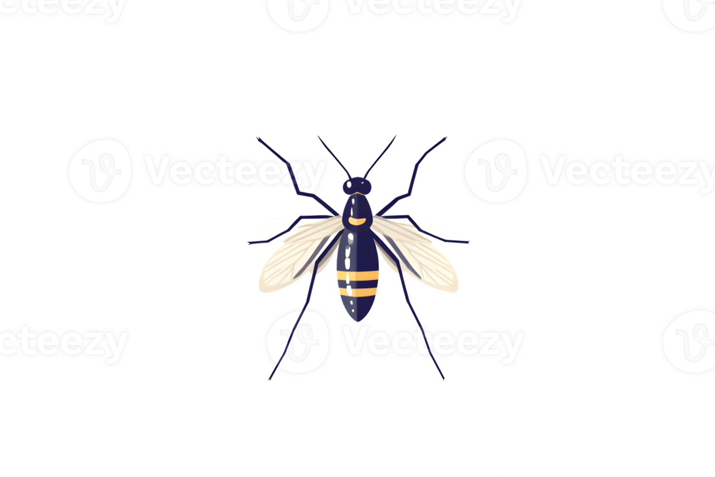 Insect with Striped Body and Transparent Wings Ideal for Nature and Science Illustrations png