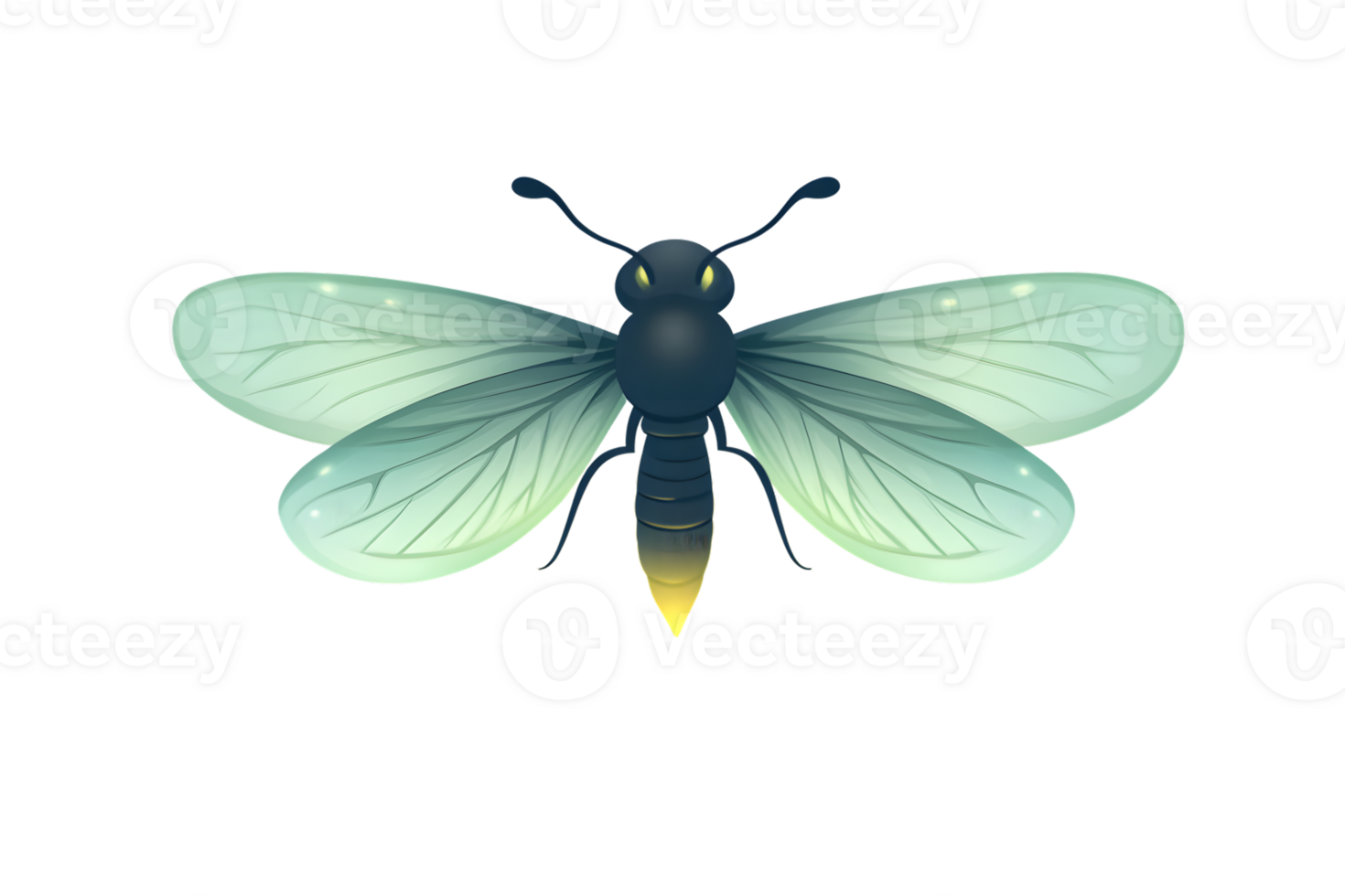 Insect with translucent wings and a glowing tail perfect for nature and fantasy themes png