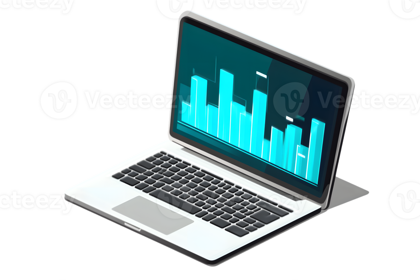 Laptop Displaying Vibrant Bar Graph Technology and Data Visualization Concept Modern Business png
