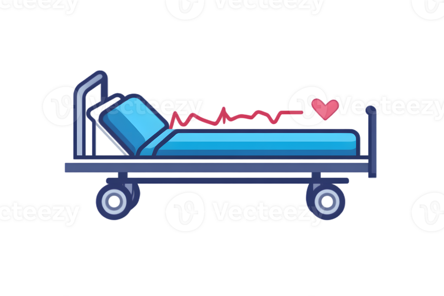 Medical Bed with Heartbeat Monitor Illustration for Healthcare Emergency Services and Medica png