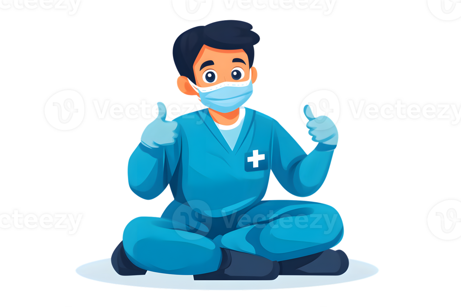 Medical Professional Giving Thumbs Up in Protective Gear png