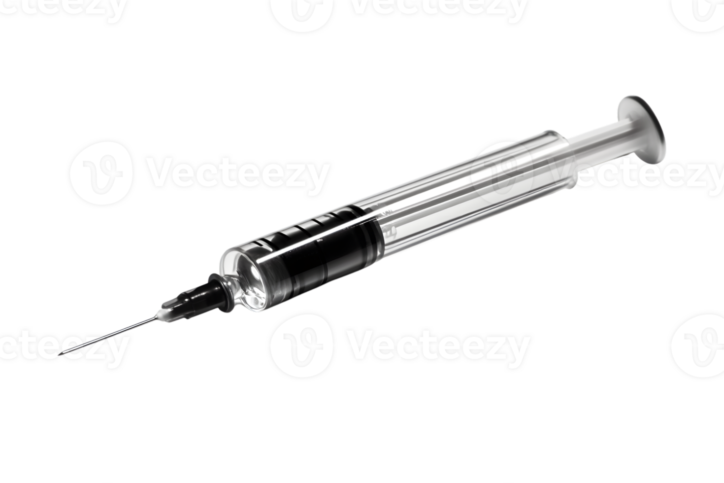 Medical Syringe on Black Background Clear Detailed Image for Healthcare and Medical Purposes png