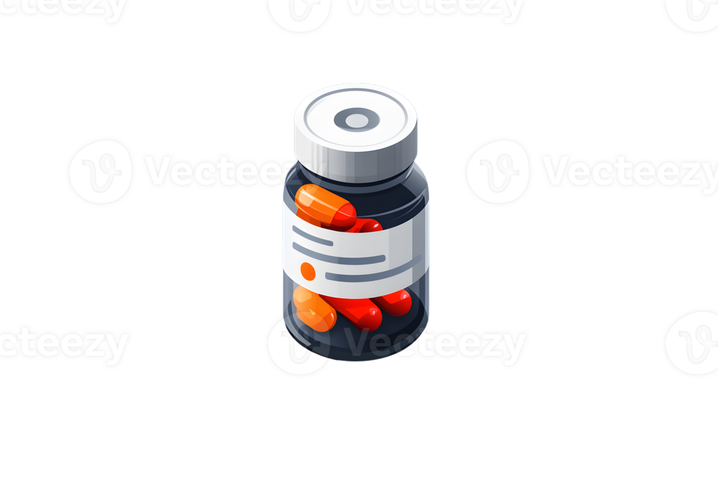 Medication Bottle with Capsules Illustration for Health and Wellness Concepts png