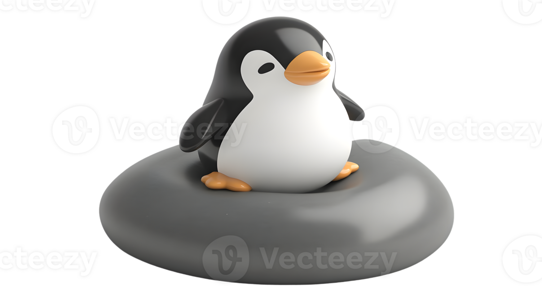 A charming penguin character sitting on a smooth surface ideal for technology and software the png