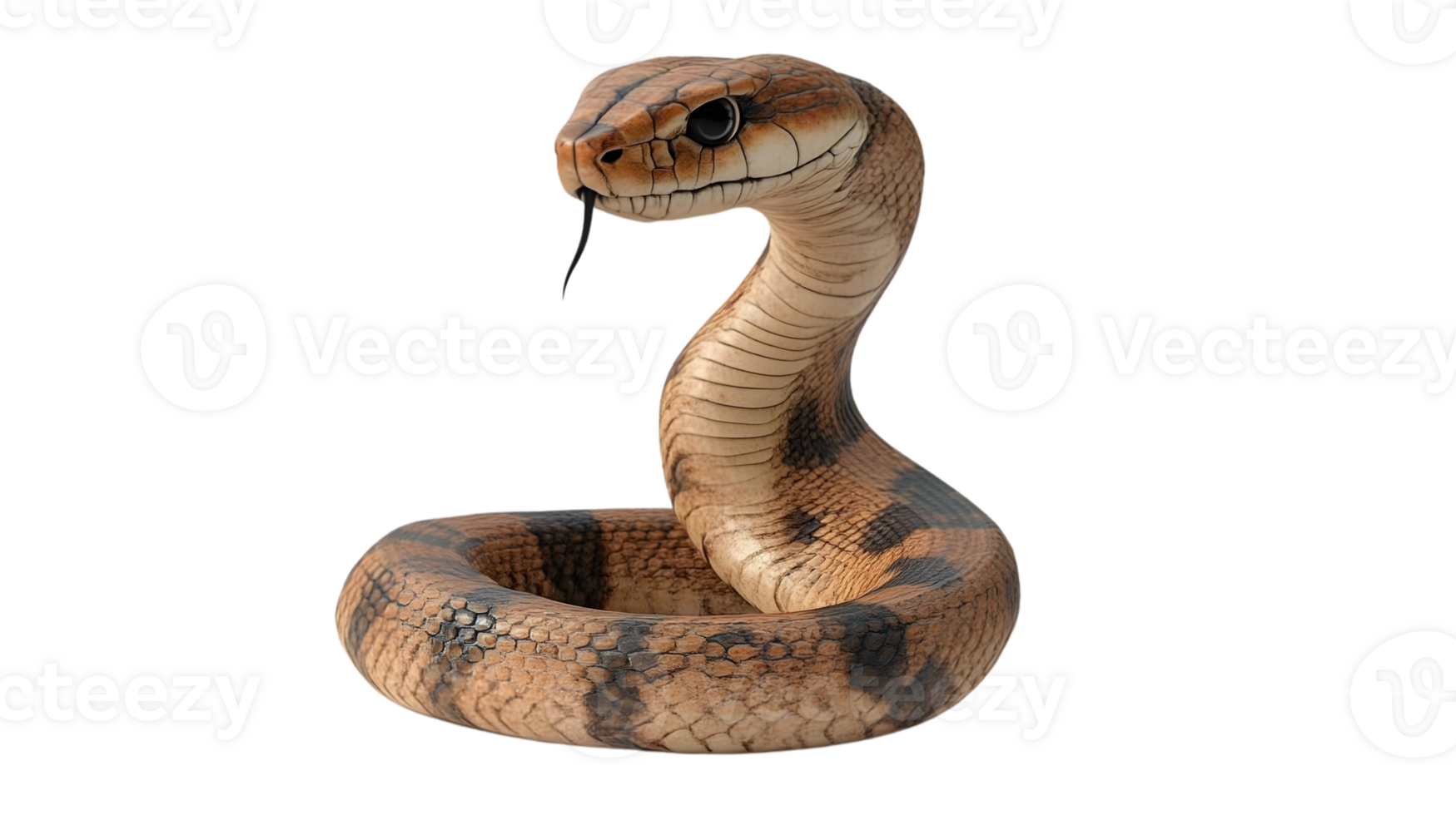 A coiled reptile with a raised head showcasing detailed scales and natural patterns for wildli png