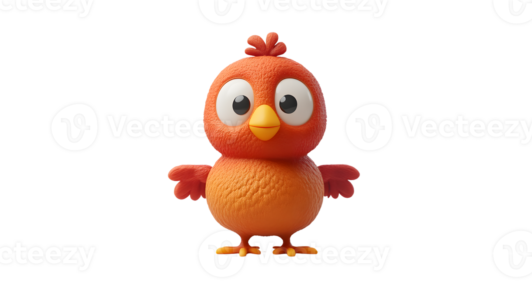 A cute cartoon chick with big eyes and a cheerful expression perfect for childrens content e png