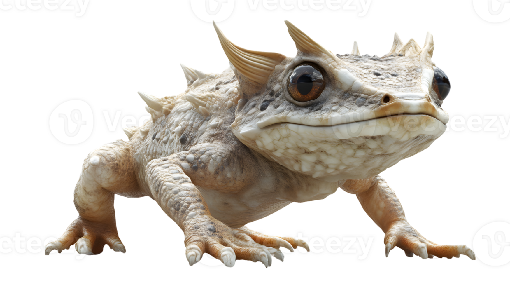 A detailed illustration of a fantastical amphibian creature with spikes and unique features id png