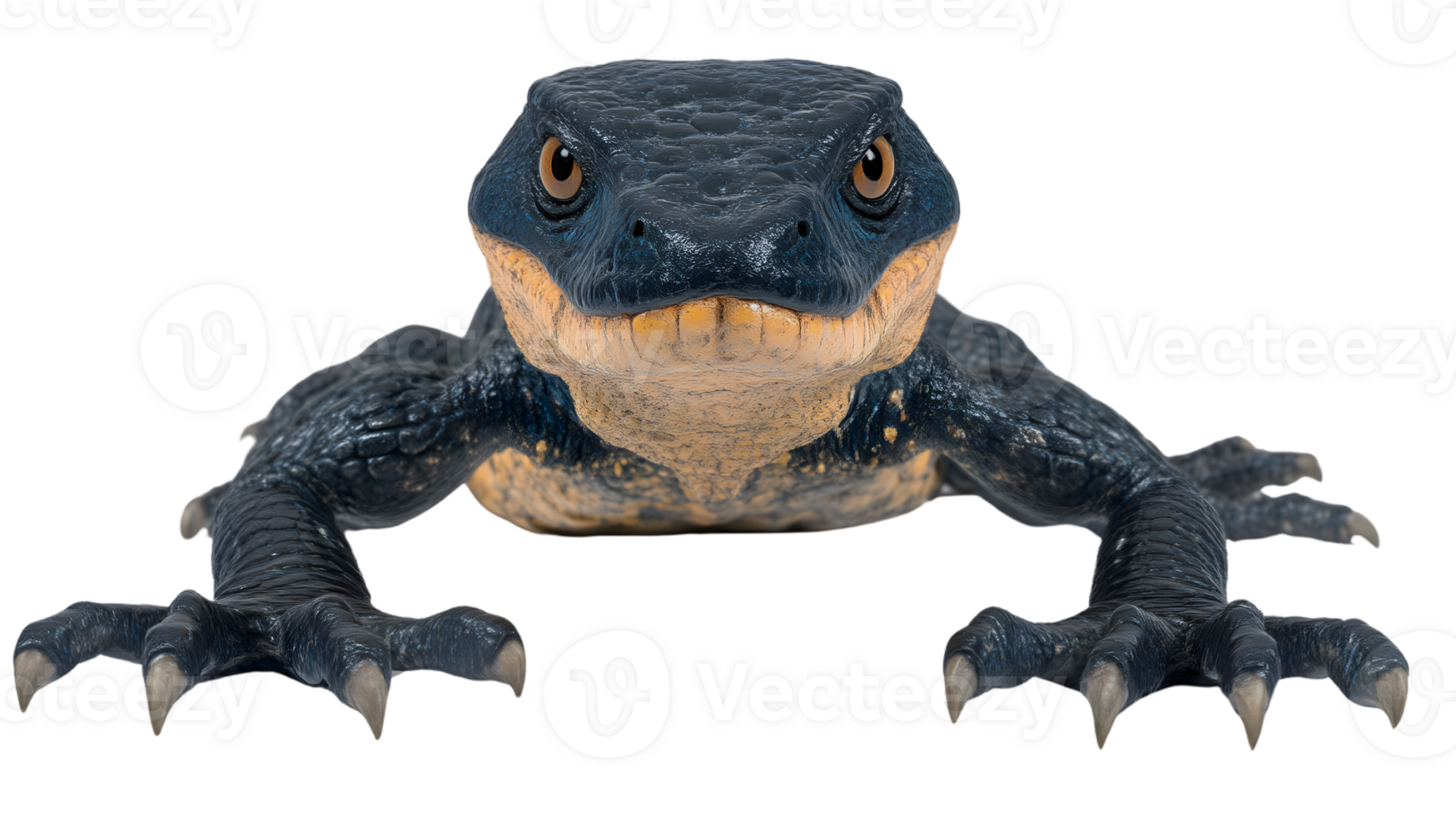 A detailed illustration of a prehistoric creature with sharp claws and textured skin ideal for png