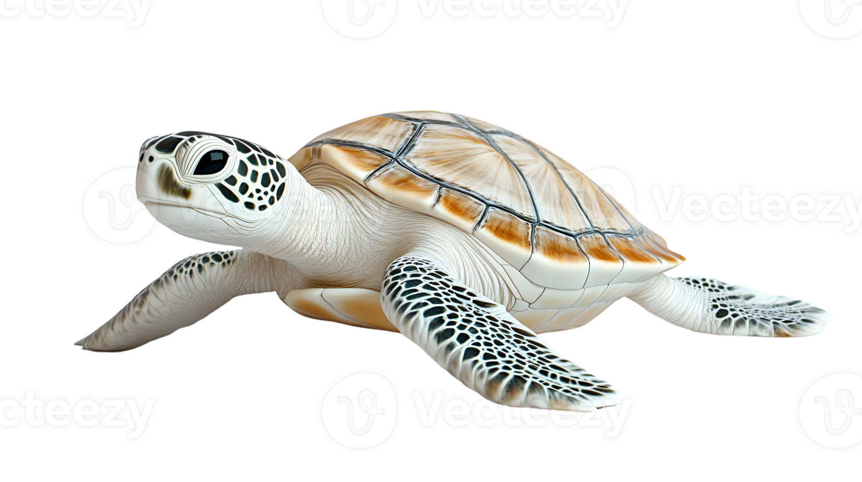 A detailed illustration of a sea turtle with intricate patterns and vibrant colors perfect for png