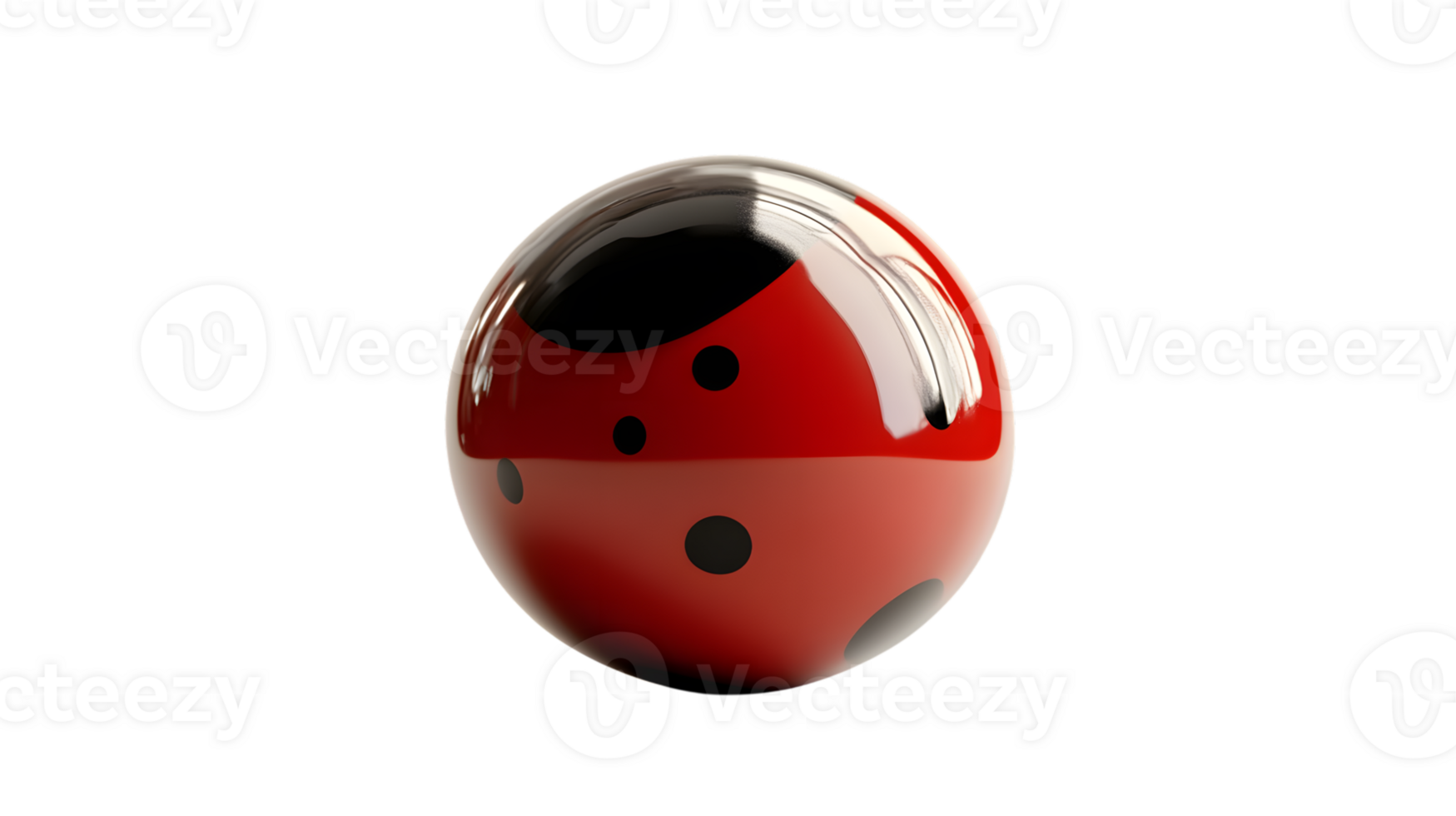 A glossy red sphere with black spots and reflective surface ideal for design art and creativ png