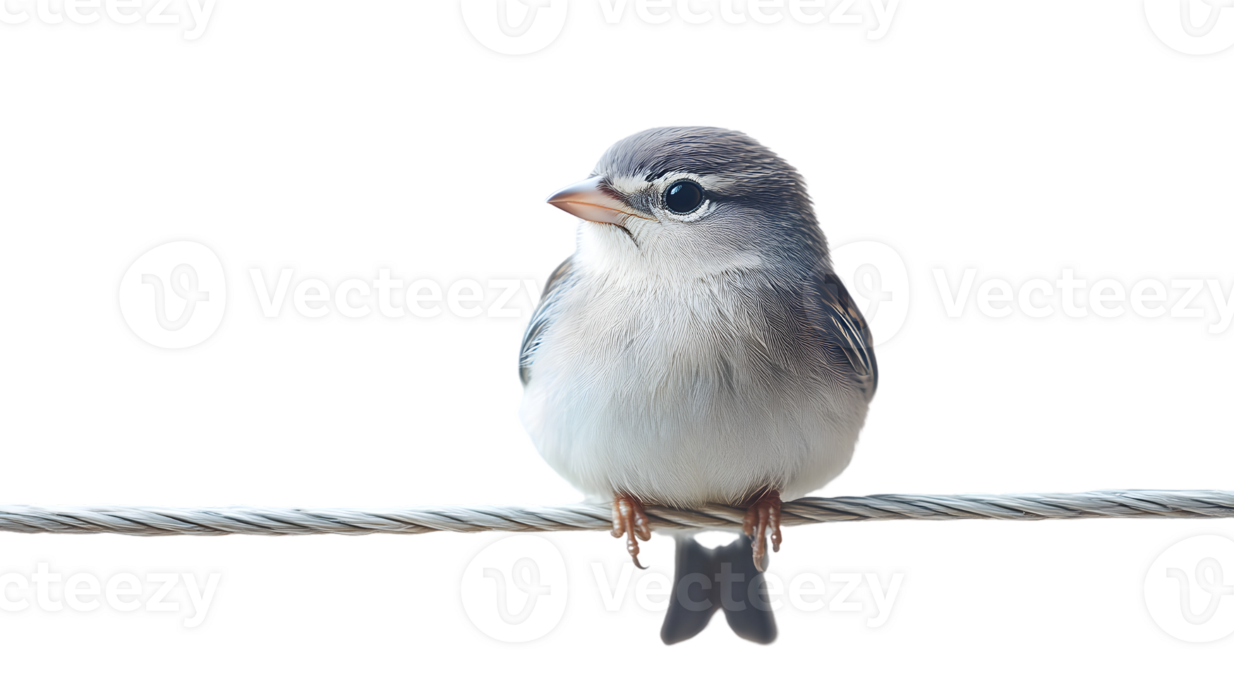 A small bird perched on a wire showcasing its delicate feathers and natural beauty in a minima png
