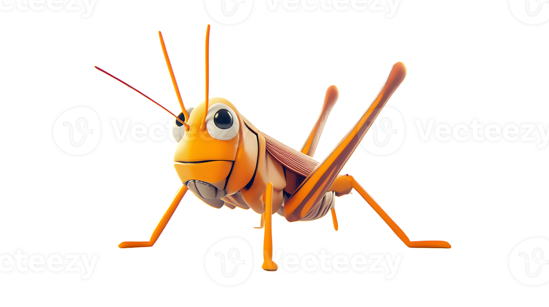 A vibrant animated grasshopper with expressive eyes and detailed features ideal for educationa png