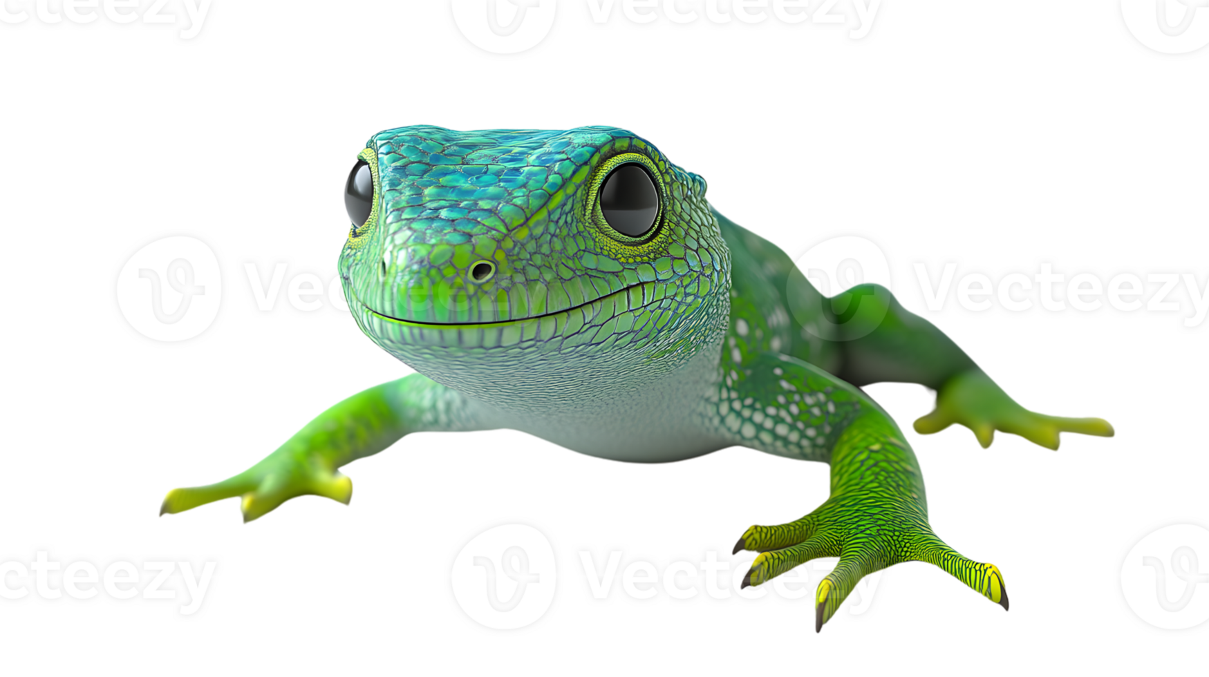 A vibrant green lizard with detailed scales and expressive eyes perfect for nature wildlife png