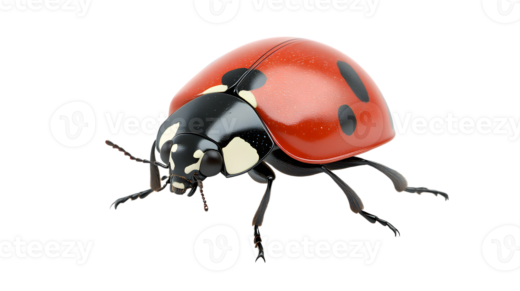 A vibrant insect with a glossy red shell and black spots perfect for nature and educational co png