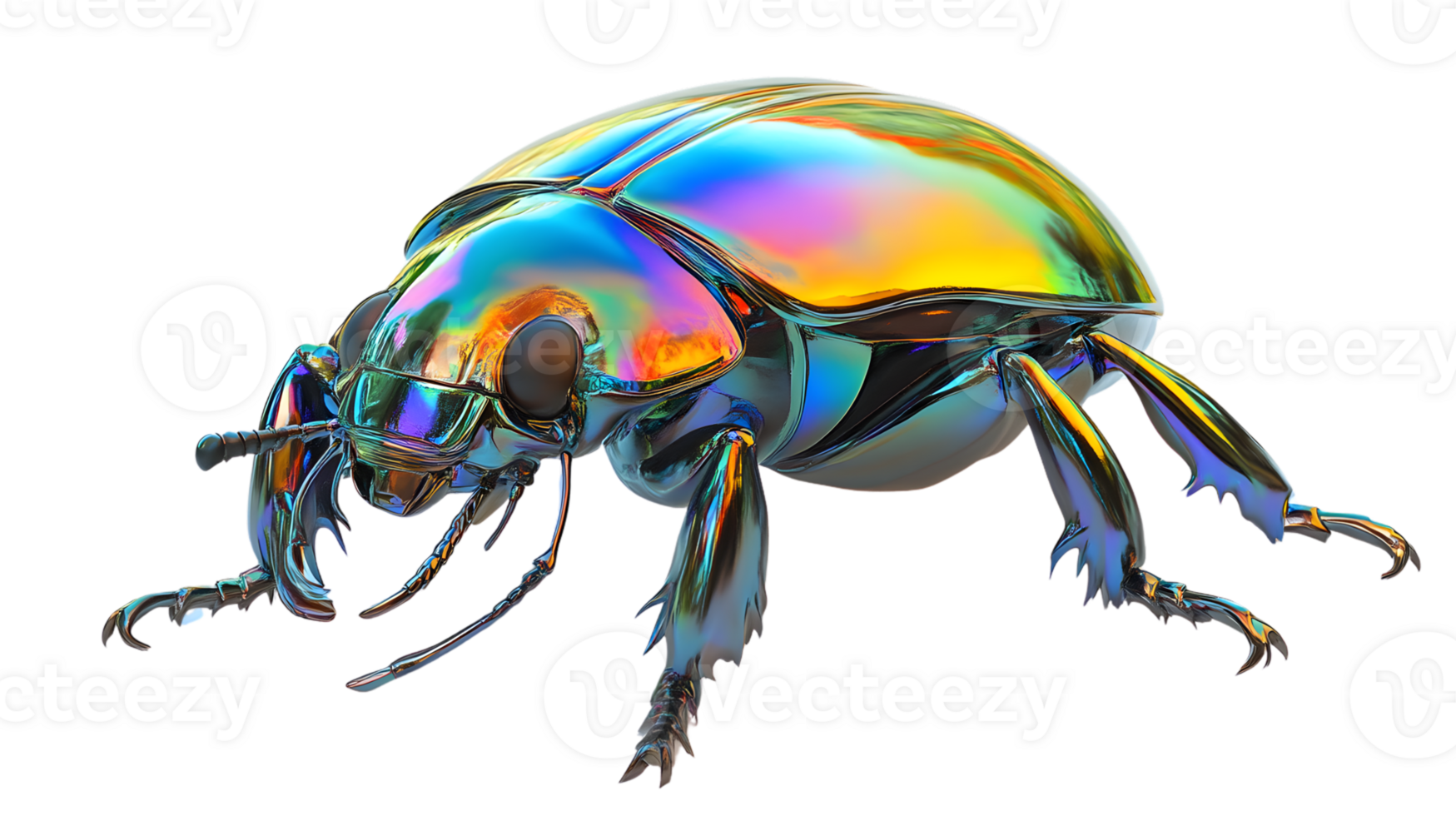 A vibrant iridescent beetle with metallic sheen perfect for nature science and design proje png