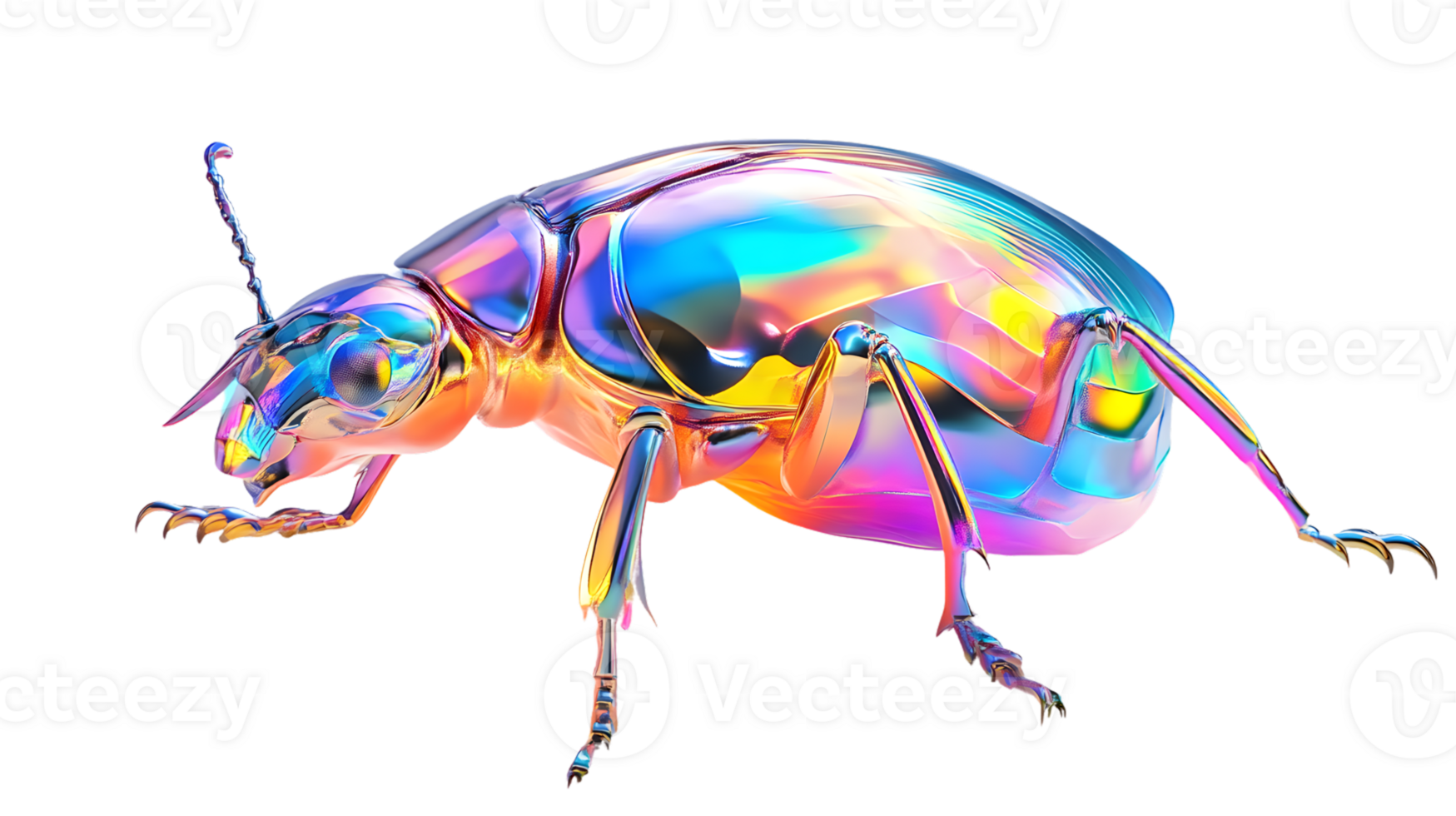 A vibrant iridescent beetle with metallic sheen perfect for nature science and fantasy them png