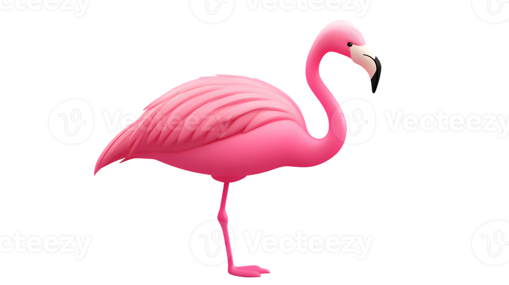 A vibrant pink flamingo standing gracefully with a sleek curved neck and detailed feathers id png