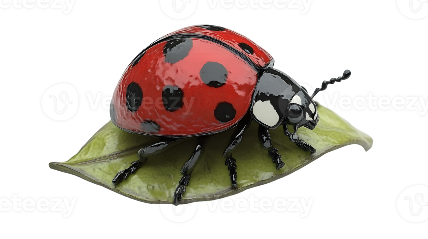 A vibrant red insect resting on a green leaf showcasing natures beauty and detail for various png