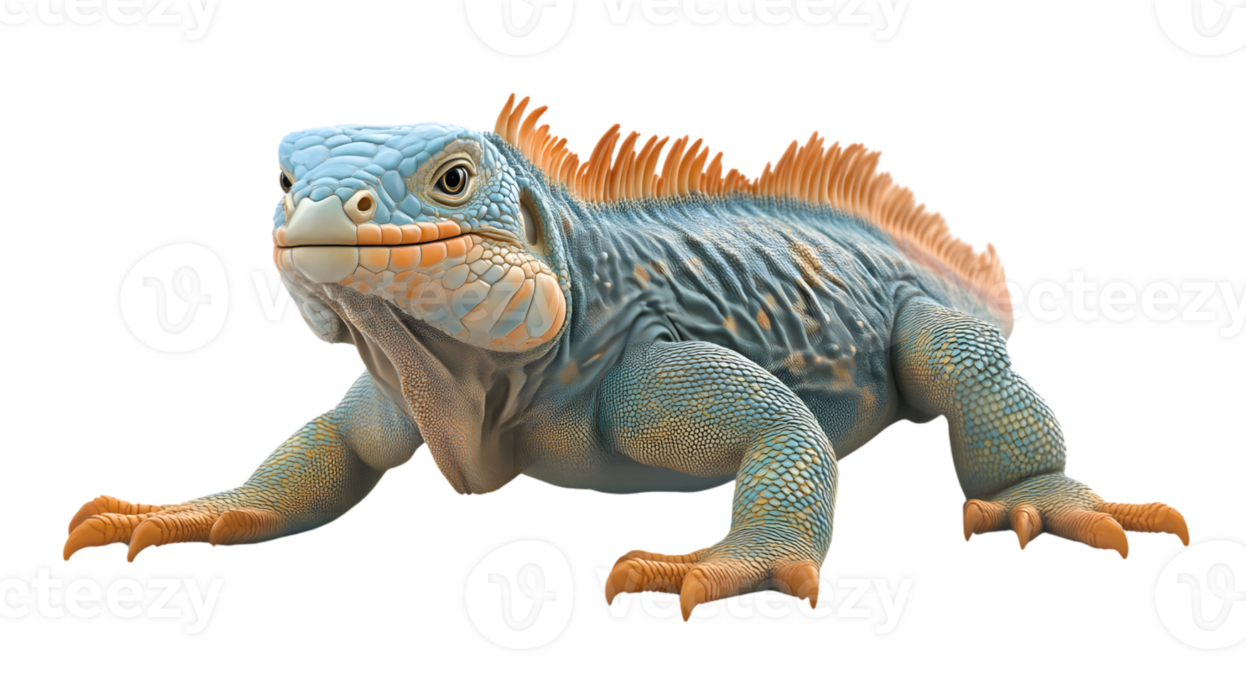 A vibrant reptile with striking scales and a bold crest perfect for nature wildlife and educ png