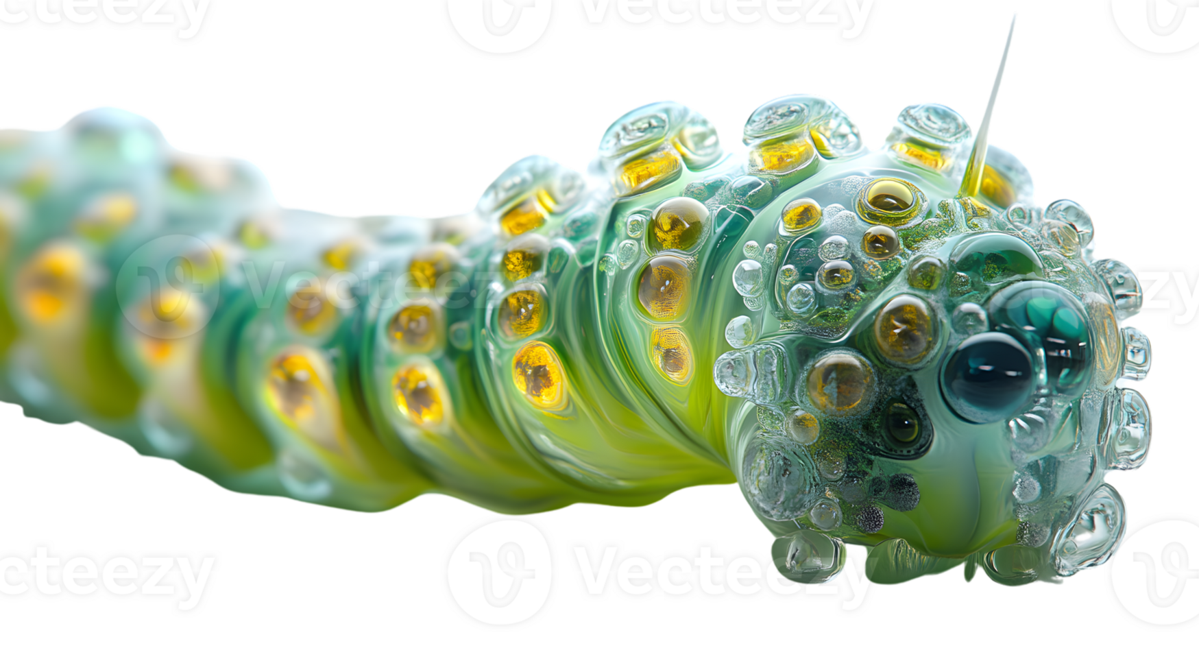 Abstract Green Creature with Bubbles 3D Render Science Fiction Fantasy Design Element png