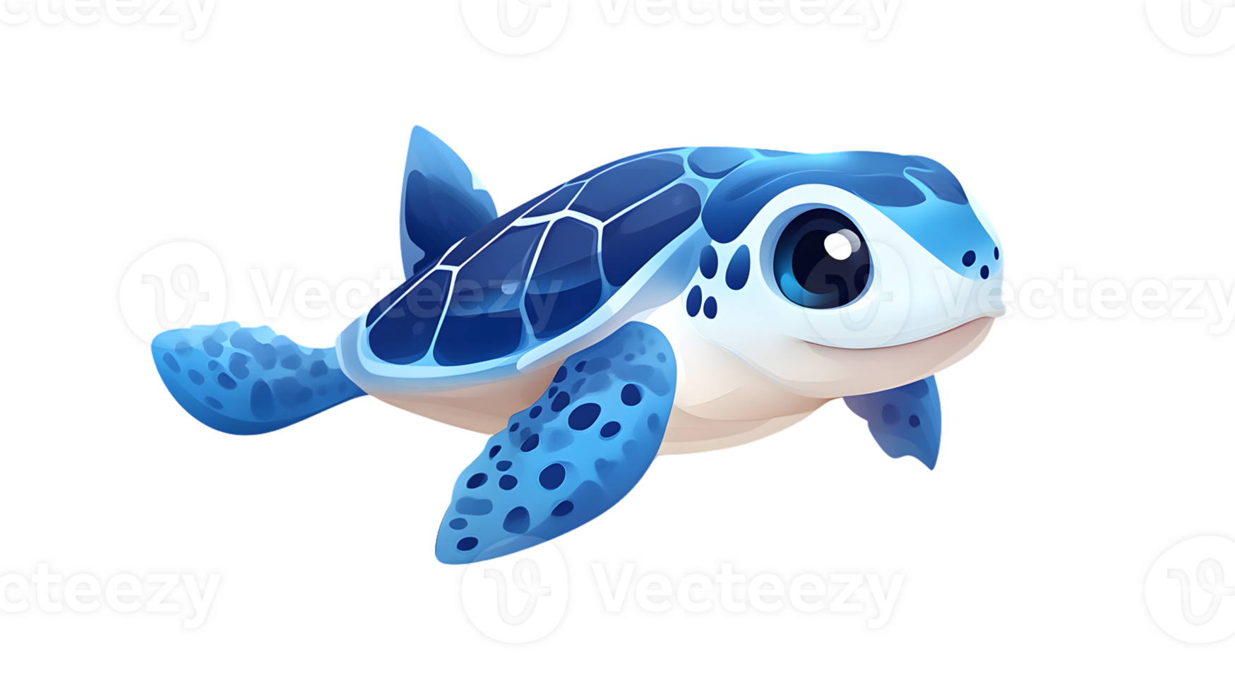 Adorable Sea Turtle with Vibrant Blue Shell Perfect for Ocean Themes and Wildlife Illustration png