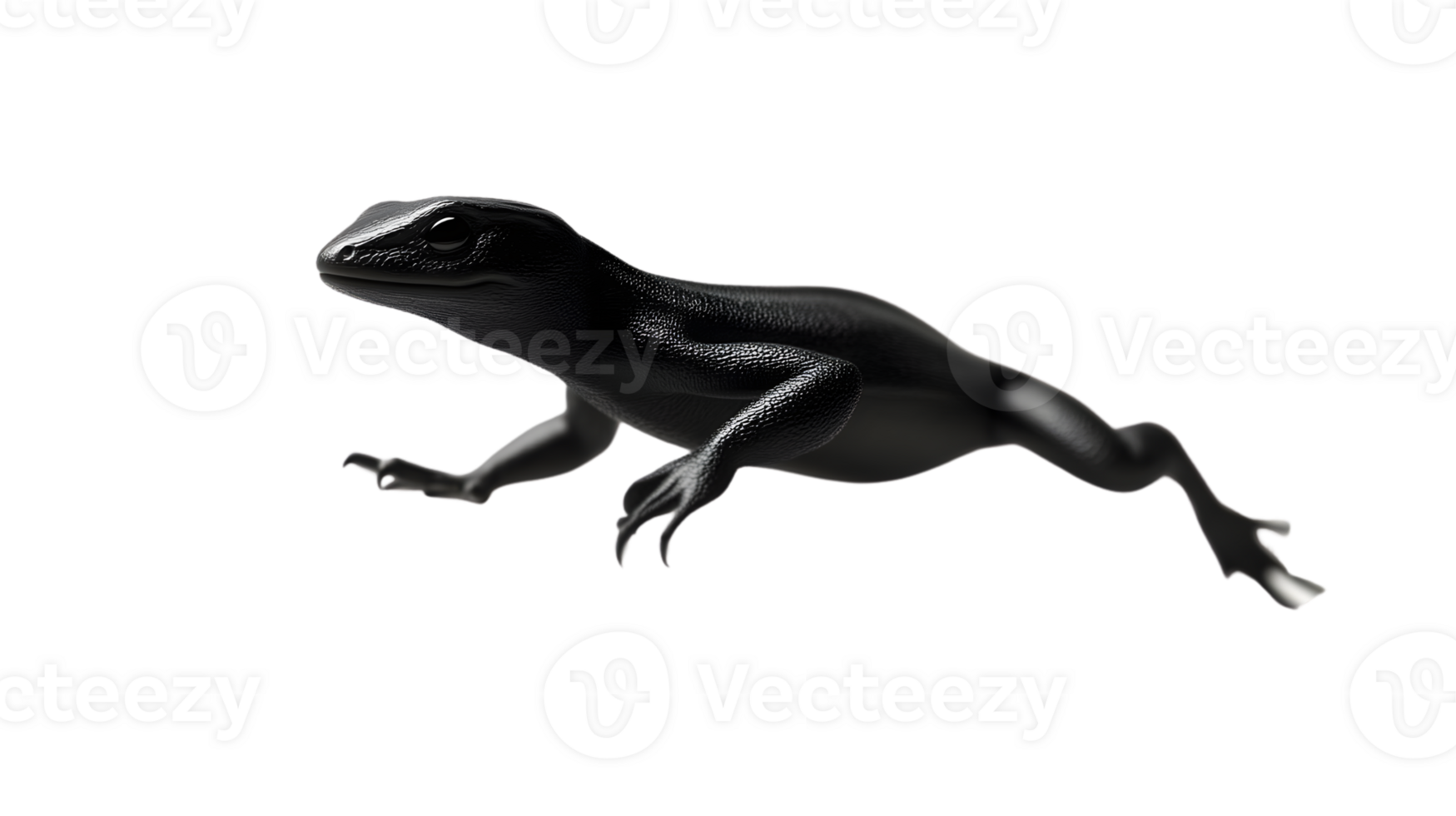 Black Reptile in Motion Detailed 3D Render of a Sleek Textured Creature with Dynamic Pose for png