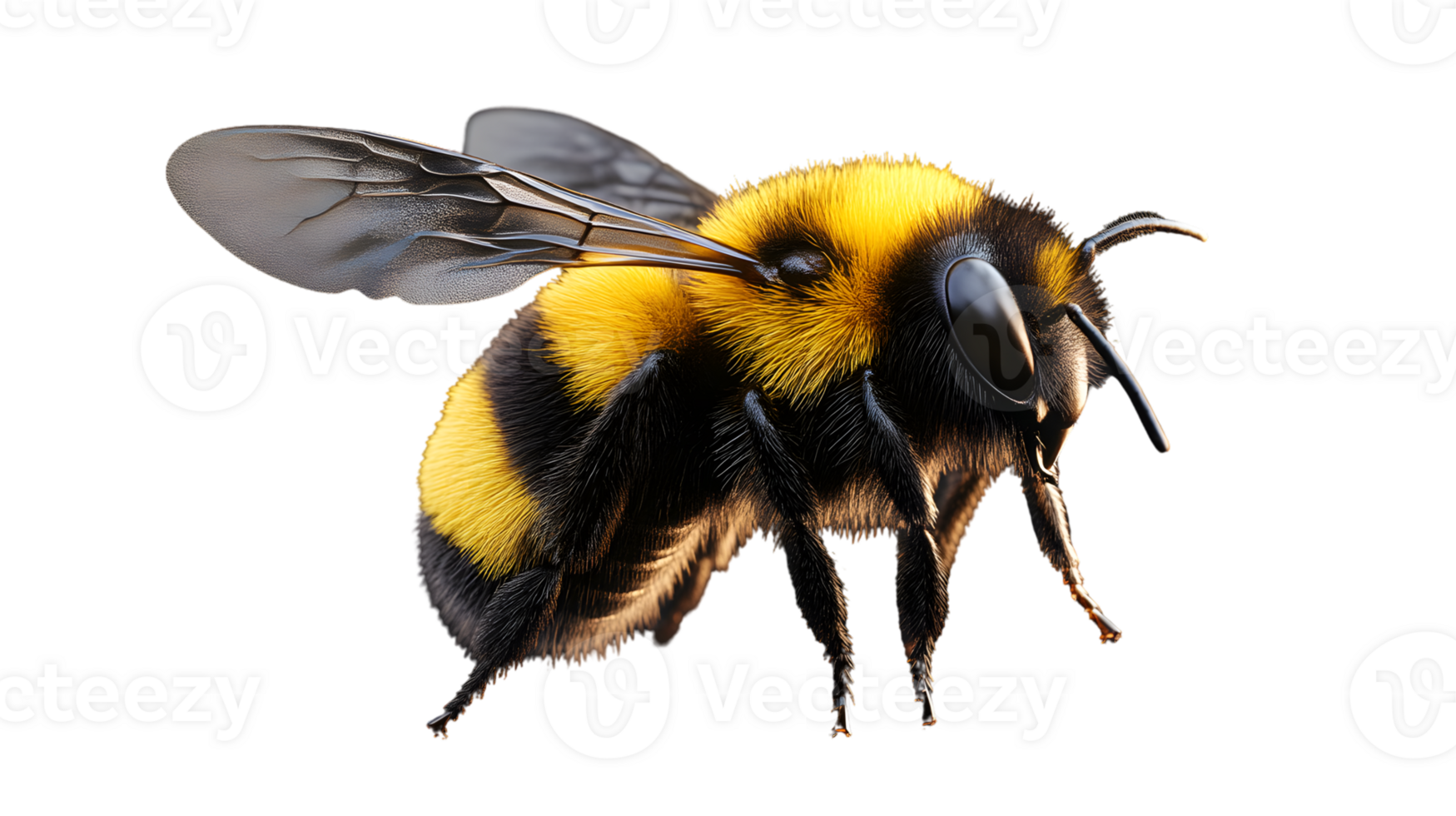 Closeup of a Bumblebee in Flight Detailed Insect Photography png
