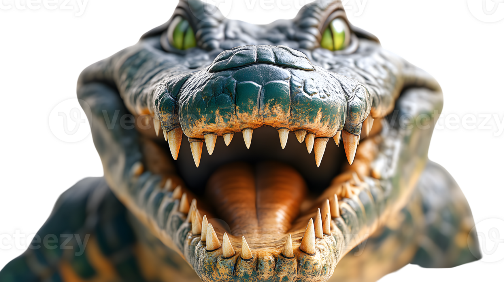 Closeup of a Crocodiles Jaw Reptile Teeth Wild Animal Predator 3D Render png