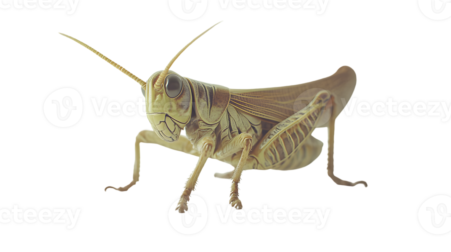 Closeup of a Pale Grasshopper on Black Background png
